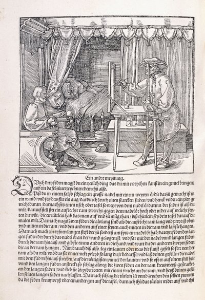 Um desenhista desenhando um retrato, usando uma moldura de desenho, 1525 de Albrecht Dürer