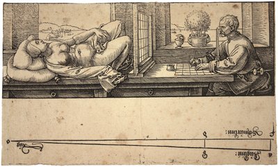 Artista desenhando um nu com dispositivo de perspectiva, 1538 de Albrecht Dürer