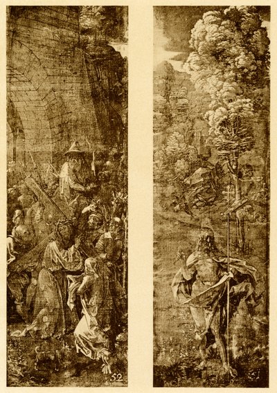 Rolamento da Cruz e Cristo com a bandeira da vitória de Albrecht Dürer