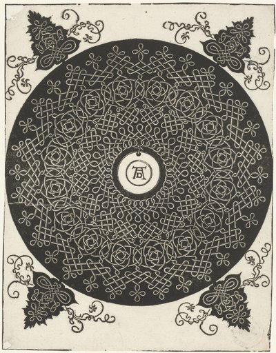 Exemplo de bordado com escudo redondo de Albrecht Dürer