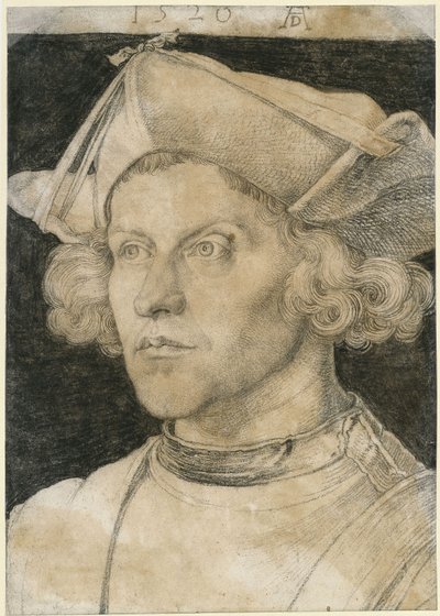 Retrato de meio corpo de um jovem de Albrecht Dürer