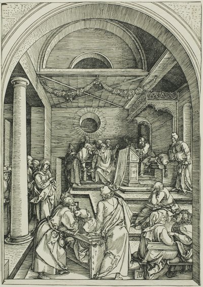 Cristo entre os médicos, de A Vida da Virgem de Albrecht Dürer
