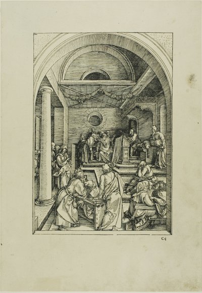 Cristo entre os médicos, de A Vida da Virgem de Albrecht Dürer