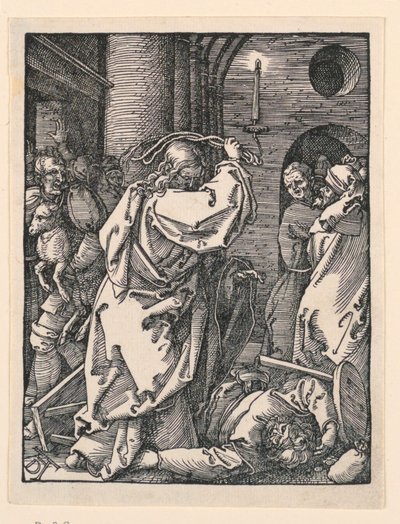 Cristo conduzindo os mercadores (ou cambistas) do templo, da série The Little Passion de Albrecht Dürer