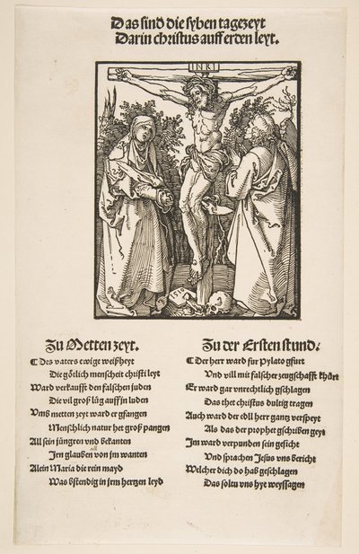 Cristo na Cruz entre a Virgem e São João primeira folha de dois, 1510. de Albrecht Dürer