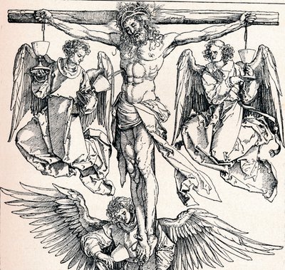 Cristo na cruz com três anjos, 1523-1525 1906 de Albrecht Dürer