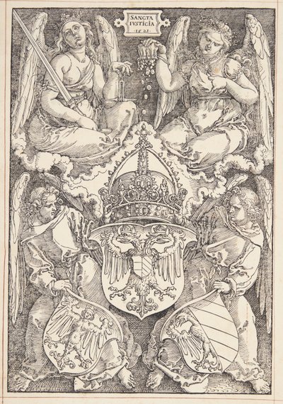 Brasão do Império e a cidade de Nuremberg de Albrecht Dürer