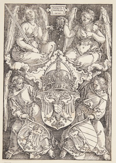 Brasão do Império e a cidade de Nuremberg de Albrecht Dürer