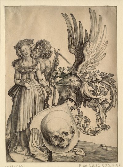 Brasão de armas com uma caveira de Albrecht Dürer
