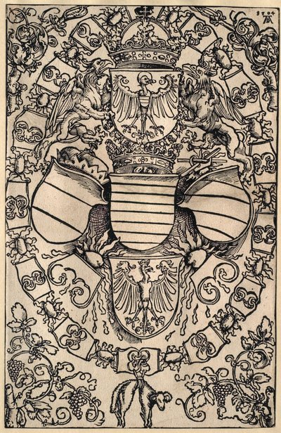 Brasão de armas de Maximiliano como rei dos Romanos de Albrecht Dürer