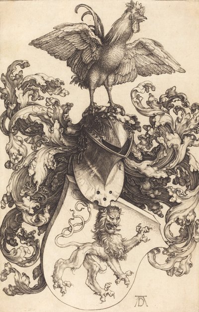 Brasão com Leão e Galo, 15021503. de Albrecht Dürer