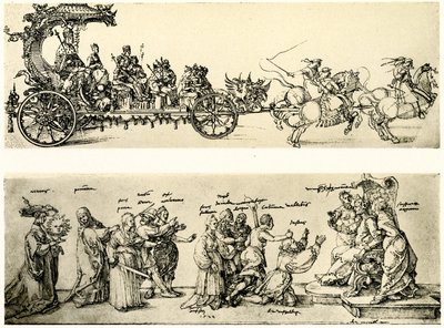 Esboço para a carruagem do imperador Maximiliano I de Albrecht Dürer