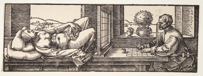 Desenhista desenhando um nu de Albrecht Dürer
