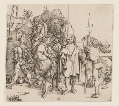 Cinco soldados de infantaria e um turco a cavalo de Albrecht Dürer
