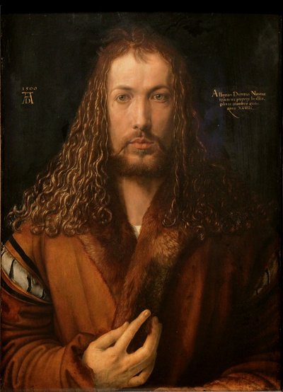 Alemão: Selbstbildnis im Pelzrock Autorretrato com manto de peles de Albrecht Dürer