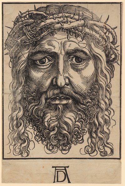 Grande cabeça de Cristo com coroa de espinhos de Albrecht Dürer