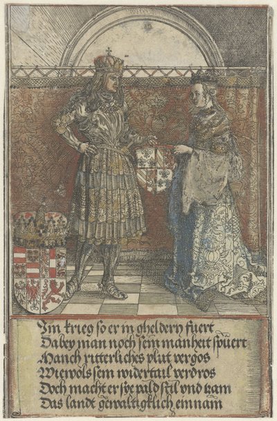 O casamento da Borgonha: Maximiliano se casa com Maria da Borgonha Arco do Triunfo do Imperador Maximiliano I (título da série) de Albrecht Dürer