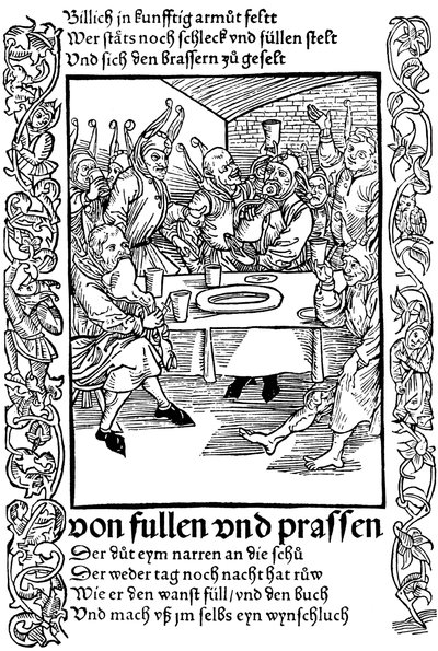 Ilustração do livro Ship of Fools, de Sebastian Brant, 1494. de Albrecht Dürer