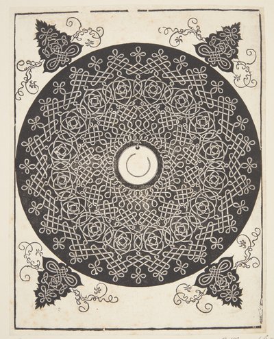 Padrão de cordão entrelaçado com medalhão branco de Albrecht Dürer