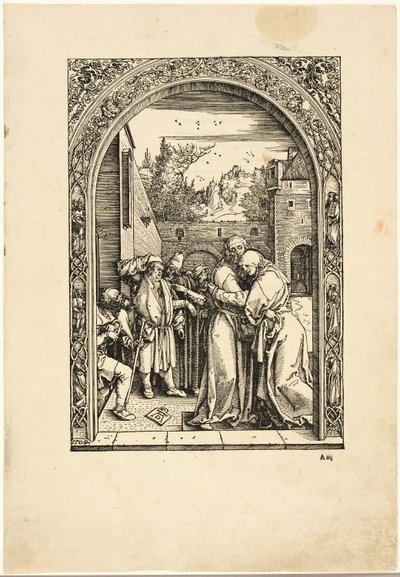 Joaquim e Santa Ana se encontram no Golden Gate, de A Vida da Virgem de Albrecht Dürer