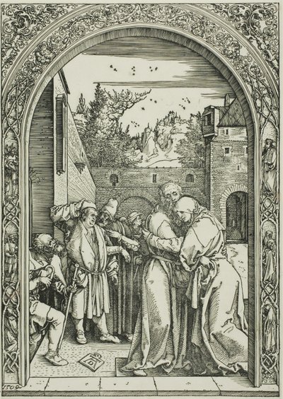 Joaquim e Santa Ana se encontram no Golden Gate, de A Vida da Virgem de Albrecht Dürer