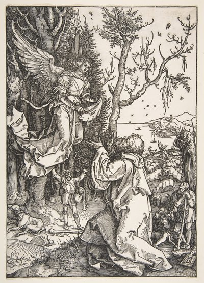 Joachim e o anjo, de A vida da virgem, ca. 1504 de Albrecht Dürer