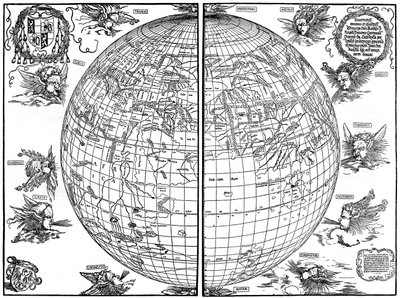 Johannes Stabius mapa do mundo, 1515, 1936 de Albrecht Dürer
