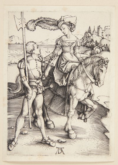 Senhora a cavalo e lansquenet de Albrecht Dürer