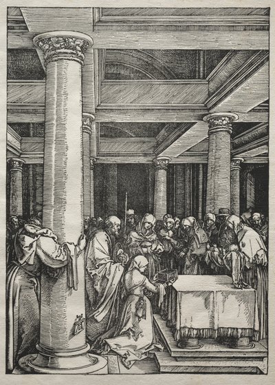 Vida da Virgem: Apresentação de Jesus no templo, 1504-1505. de Albrecht Dürer