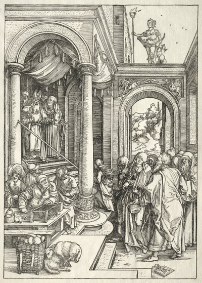 Vida da Virgem: Apresentação da Jovem Virgem no Templo, 1504-1505. de Albrecht Dürer