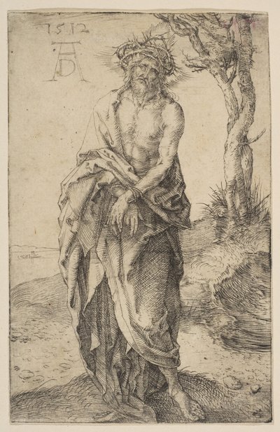 Homem de dores com as mãos amarradas, 1512. de Albrecht Dürer