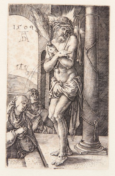 Homem das Dores junto à coluna de Albrecht Dürer