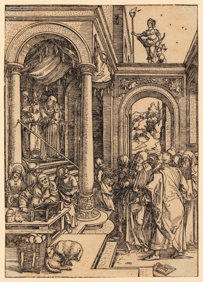 A Visita de Maria ao Templo, folha 6 da série «A Vida de Maria» de Albrecht Dürer