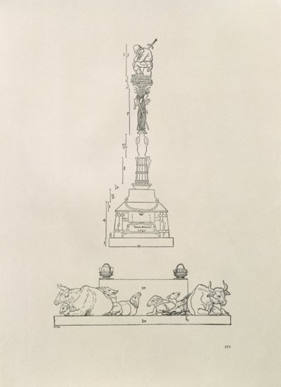 Monumento comemorativo da vitória sobre os camponeses, do &39;Manual de Medição&39;, pub. 1525 de Albrecht Dürer