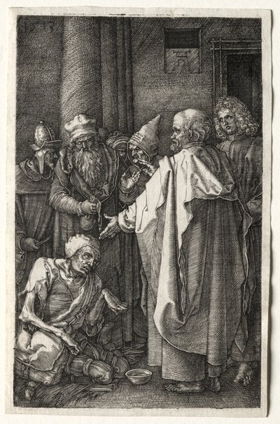 Pedro e João Curando o Aleijado no Portão do Templo, 1512. de Albrecht Dürer