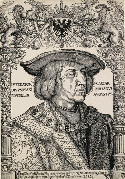 Retrato do imperador Maximiliano I, c1519 de Albrecht Dürer