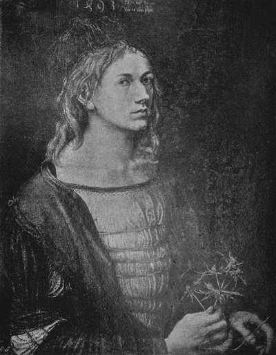 Retrato do artista segurando um cardo, 1493, 1906 de Albrecht Dürer