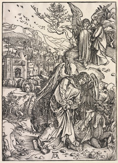 Revelação de São João: anjo com a chave do poço do abismo, 1511. de Albrecht Dürer