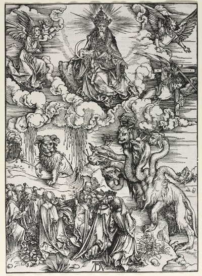 Revelação de São João: Besta com chifres de carneiro, 1511. de Albrecht Dürer