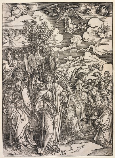 Revelação de São João: quatro anjos sustentando os ventos, 1511. de Albrecht Dürer