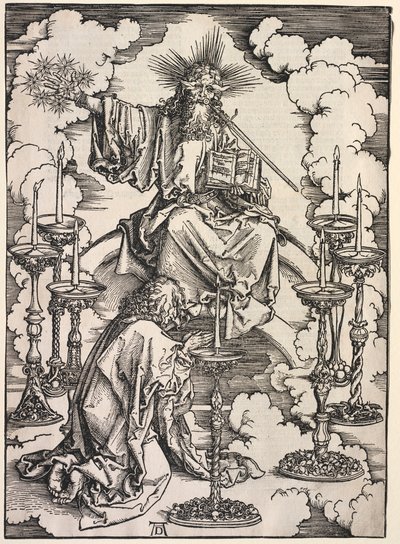 Revelação de São João: São João Vendo os Sete Castiçais, 1511. de Albrecht Dürer