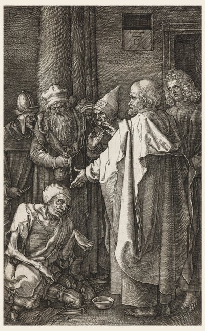 S. Pedro e S. João curando o coxo na porta do templo de Albrecht Dürer