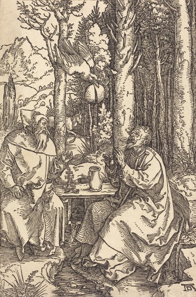 Santo Antônio e São Paulo no Deserto, c. 1504. de Albrecht Dürer