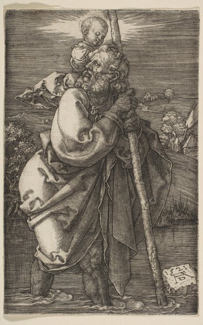 São Cristóvão, de frente para a esquerda, 1521. de Albrecht Dürer