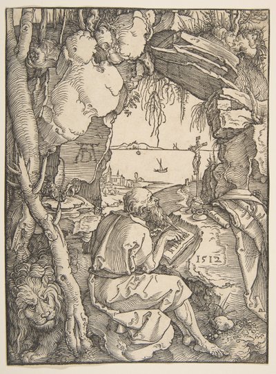 São Jerônimo em uma caverna, 1512. de Albrecht Dürer