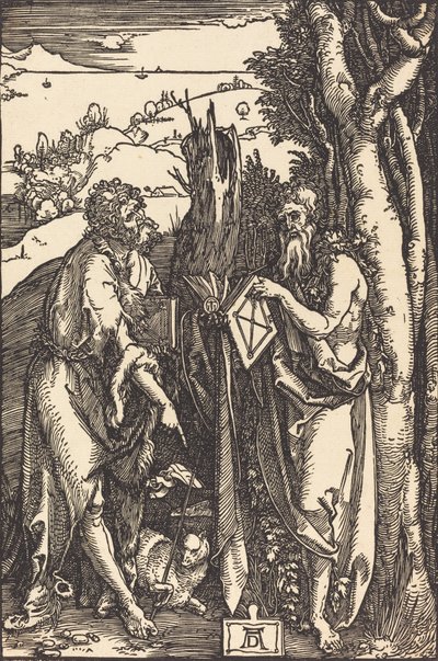 São João Batista e São Onufrio, c. 1504. de Albrecht Dürer