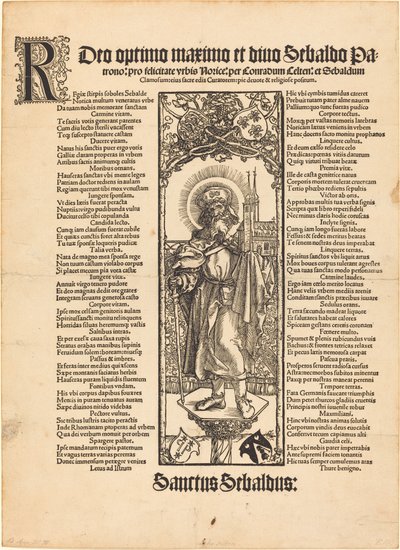 São Sebaldo em pé em uma coluna de Albrecht Dürer