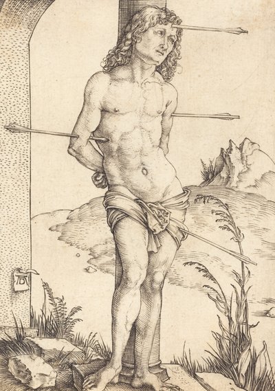 São Sebastião Ligado à Coluna, provavelmente 14981499. de Albrecht Dürer