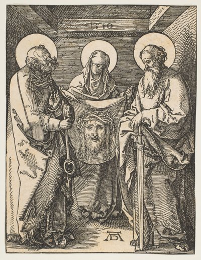 Santa Verônica entre São Pedro e Paulo, de A Pequena Paixão, 1510. de Albrecht Dürer