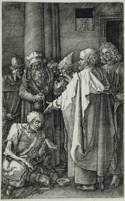 Os santos Pedro e João curam um aleijado à porta do Templo de Albrecht Dürer